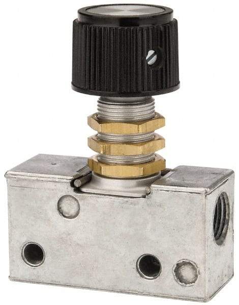 ARO/Ingersoll-Rand - 0.195 CV Rate & 7.5 CFM 3 Way Air Valve - Panel Button, Spring Return, 150 Max psi - Caliber Tooling