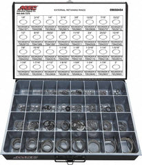 Value Collection - 665 Piece, 1/8 to 2", SpRing Assortment Steel, Snap External Retaining Ring Assortment - Includes Compartmented Case - Caliber Tooling