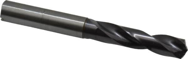 Guhring - 3/8" 140° Spiral Flute Solid Carbide Screw Machine Drill Bit - FIREX Finish, Right Hand Cut, 47mm Flute Length, 89mm OAL, SU Point, Straight Shank, Through Coolant - Caliber Tooling