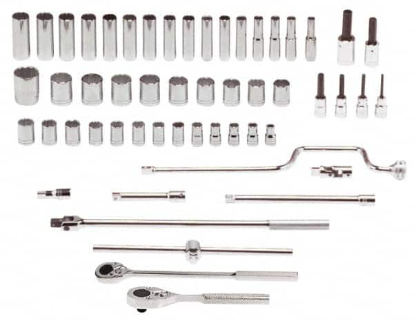 Proto - 54 Piece 1/2" Drive Standard Deep Socket Set - 12 Points, 10 to 32mm, Metric Measurement Standard - Caliber Tooling