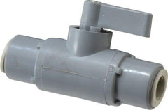 Specialty Mfr - 3/8" Pipe, PVC Standard Ball Valve - Inline - Two Way Flow, Push-to-Connect x Push-to-Connect Ends, Wedge Handle, 125 WOG - Caliber Tooling