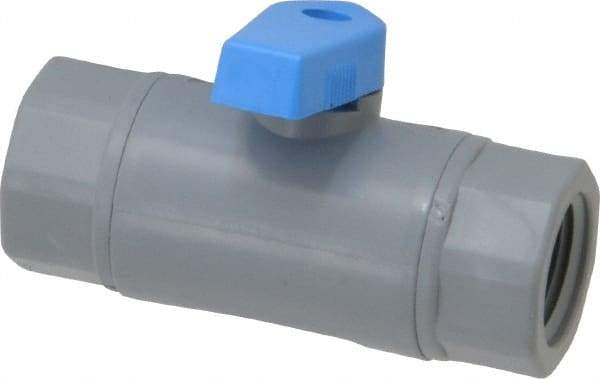 Specialty Mfr - 3/8" Pipe, PVC Standard Ball Valve - Inline - One Way Flow, FNPT x FNPT Ends, Wedge Handle, 125 WOG - Caliber Tooling