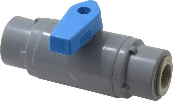 Specialty Mfr - 3/8" Pipe, PVC Standard Ball Valve - Inline - One Way Flow, Push-to-Connect x Push-to-Connect Ends, Wedge Handle, 125 WOG - Caliber Tooling