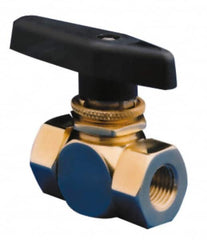 Specialty Mfr - 1/2" Pipe, Brass Standard Ball Valve - Three Way, FNPT x FNPT x FNPT Ends, Wedge Handle, 400 WOG - Caliber Tooling