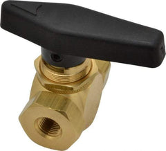 Specialty Mfr - 1/8" Pipe, Brass Standard Ball Valve - Inline - Two Way Flow, FNPT x FNPT Ends, Wedge Handle, 500 WOG - Caliber Tooling