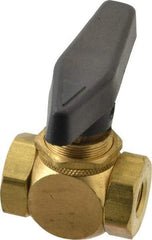 Specialty Mfr - 1/8" Pipe, Brass Standard Ball Valve - Inline - Two Way Flow, FNPT x FNPT Ends, Wedge Handle, 500 WOG - Caliber Tooling