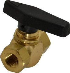 Specialty Mfr - 1/4" Pipe, Brass Standard Ball Valve - Inline - Two Way Flow, FNPT x FNPT Ends, Wedge Handle, 500 WOG - Caliber Tooling