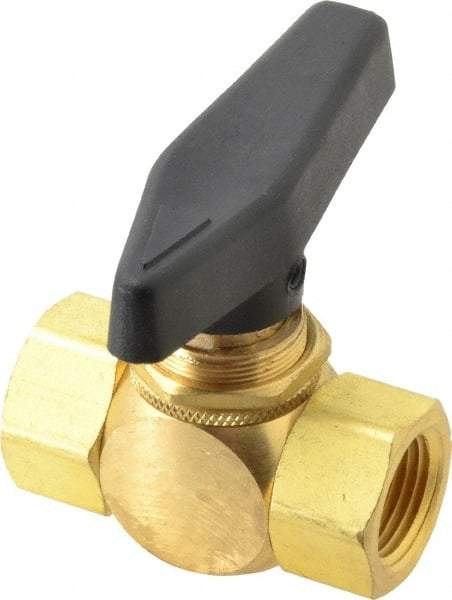 Specialty Mfr - 3/8" Pipe, Brass Standard Ball Valve - Inline - Two Way Flow, FNPT x FNPT Ends, Wedge Handle, 500 WOG - Caliber Tooling