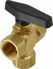 Specialty Mfr - 1/2" Pipe, Brass Standard Ball Valve - Three Way, FNPT x FNPT x FNPT Ends, Wedge Handle, 400 WOG - Caliber Tooling