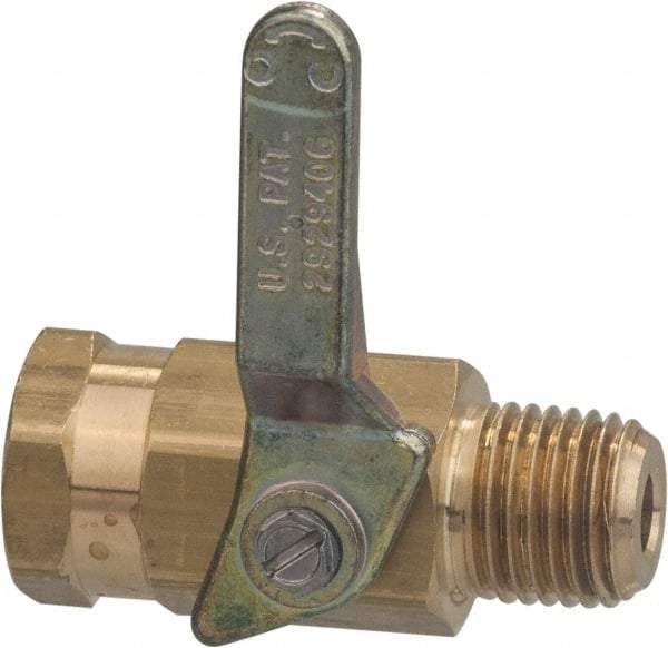 Specialty Mfr - 3/8" Pipe, Brass Standard Ball Valve - Inline - Two Way Flow, MNPT x FNPT Ends, Lever Handle, 500 WOG - Caliber Tooling