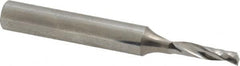 Onsrud - 1/8" Cutting Diam x 1/2" Length of Cut, 1 Flute, Upcut Spiral Router Bit - Uncoated, Right Hand Cut, Solid Carbide, 2" OAL x 1/4" Shank Diam, Single Edge, 21° Helix Angle - Caliber Tooling