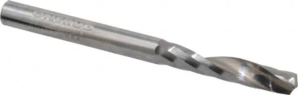 Onsrud - 1/4" Cutting Diam x 1-1/4" Length of Cut, 1 Flute, Upcut Spiral Router Bit - Uncoated, Right Hand Cut, Solid Carbide, 3" OAL x 1/4" Shank Diam, Single Edge - Caliber Tooling