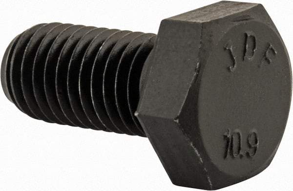 Value Collection - M12x1.75mm Metric Coarse, 25mm Length Under Head Hex Head Cap Screw - Fully Threaded, Grade 10.9 Steel, Uncoated, 19mm Hex - Caliber Tooling