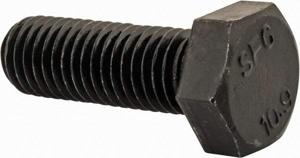 Value Collection - M12x1.75mm Metric Coarse, 35mm Length Under Head Hex Head Cap Screw - Fully Threaded, Grade 10.9 Steel, Uncoated, 19mm Hex - Caliber Tooling