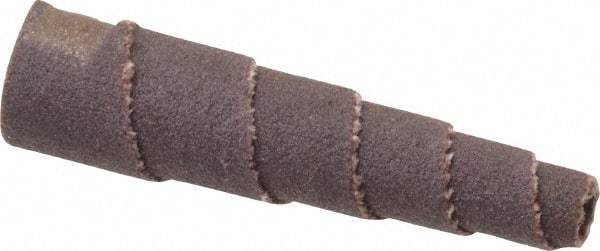 Merit Abrasives - 1-1/2" Long x 3/8" Diam, Aluminum Oxide, Full Taper Cartridge Roll - 180 Grit, 1/8" Pilot Hole Diam, Very Fine Grade - Caliber Tooling