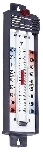 Taylor - -40 to 120°F, Min and Max Thermometer - 5 Inch Long x 4-3/8 Inch Wide, Push Button Reset Thermometer - Caliber Tooling