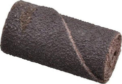 Merit Abrasives - 1/2" Max Roll Diam x 1" OAL, 80 Grit Aluminum Oxide Straight Cartridge Roll - 1/8" Pilot Hole Diam, Medium Grade - Caliber Tooling