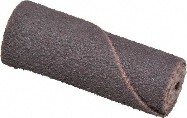 Merit Abrasives - 1/2" Max Roll Diam x 1-1/2" OAL, 80 Grit Aluminum Oxide Straight Cartridge Roll - 1/8" Pilot Hole Diam, Medium Grade - Caliber Tooling