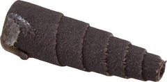 Merit Abrasives - 1-1/2" Long x 1/2" Diam, Aluminum Oxide, Full Taper Cartridge Roll - 120 Grit, 1/8" Pilot Hole Diam, Fine Grade - Caliber Tooling