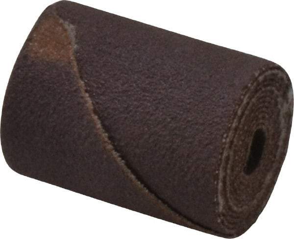 Merit Abrasives - 3/4" Max Roll Diam x 1" OAL, 120 Grit Aluminum Oxide Straight Cartridge Roll - 3/16" Pilot Hole Diam, Fine Grade - Caliber Tooling