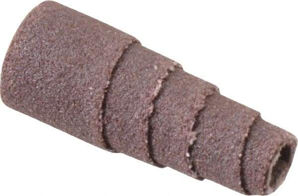 Merit Abrasives - 1" Long x 3/8" Diam, Aluminum Oxide, Full Taper Cartridge Roll - 180 Grit, 1/8" Pilot Hole Diam, Very Fine Grade - Caliber Tooling