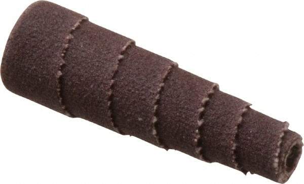 Merit Abrasives - 1-1/2" Long x 1/2" Diam, Aluminum Oxide, Full Taper Cartridge Roll - 180 Grit, 1/8" Pilot Hole Diam, Very Fine Grade - Caliber Tooling