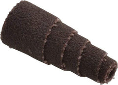 Merit Abrasives - 1" Long x 3/8" Diam, Aluminum Oxide, Full Taper Cartridge Roll - 120 Grit, 1/8" Pilot Hole Diam, Fine Grade - Caliber Tooling