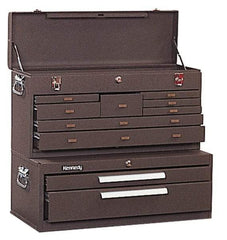 Kennedy - 10 Drawer, 2 Piece, Brown Steel Machinist's Combo - 12.56 Inches Deep 9-1/2 Inches High 26.62 Inches Wide Base - Caliber Tooling