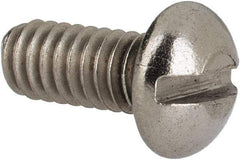 Value Collection - #8-32 UNC, 3/8" Length Under Head Slotted Drive Machine Screw - Round Head, Grade 316 Stainless Steel, Uncoated, Without Washer - Caliber Tooling