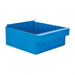 Quantum Storage - 28 Lb. Load Capacity, 11-5/8" Deep, Blue High-Impact Polystyrene Drawer Bin - 4-5/8" High x 11-1/8" Wide x 11-5/8" Long - Caliber Tooling