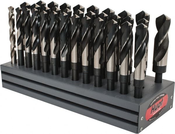 Triumph Twist Drill - 1/2 to 1", 118° Point, Oxide Finish, High Speed Steel Reduced Shank Drill Bit Set - Caliber Tooling