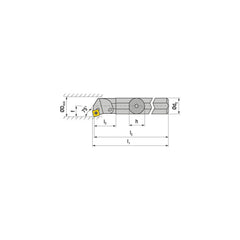 Indexable Boring Bar:  A16M SSKCR 09,  20.00 mm Min Bore,  16.00 mm Shank Dia,  75.00&deg N/A Steel 152.4000″ OAL,  Screw Clamping,