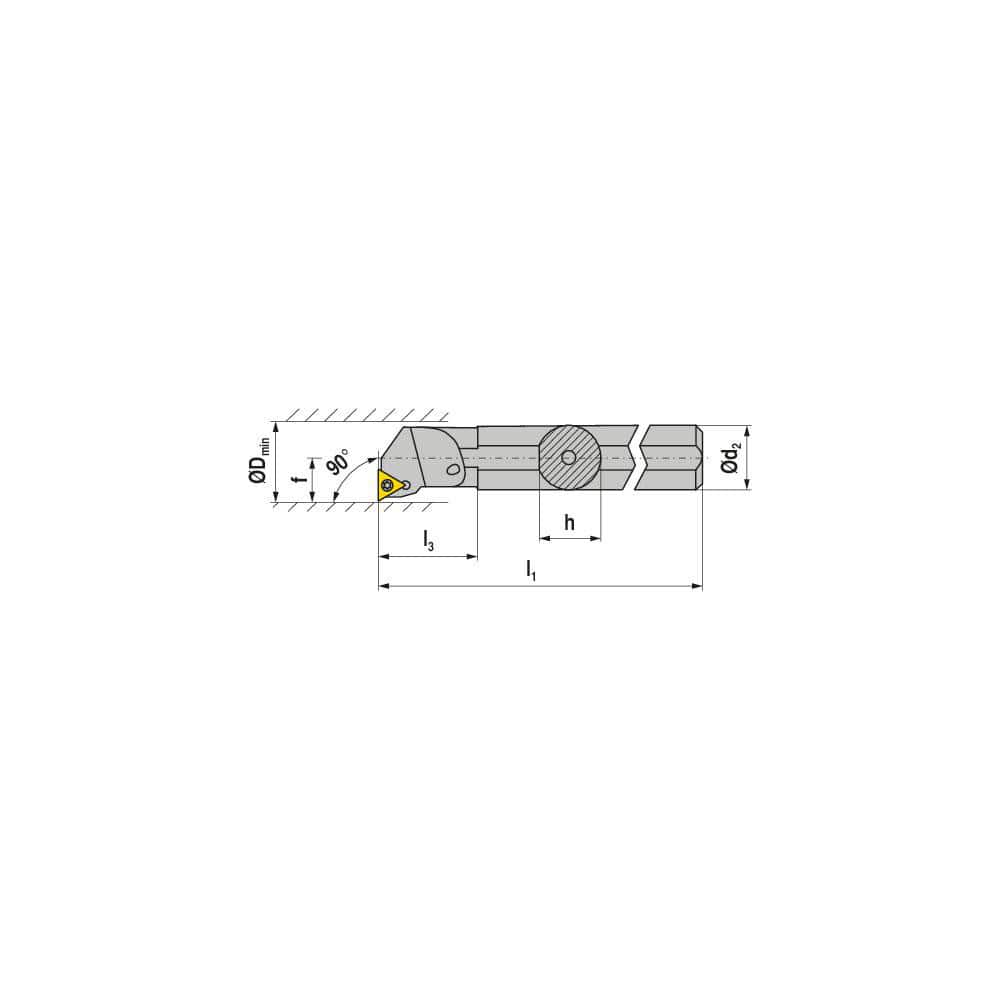 Indexable Boring Bar:  A08M STFCR 2,  90.00&deg N/A Steel 6.0000″ OAL,  Screw Clamping,