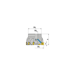 Indexable Square-Shoulder Face Mill:  A490600R1209B200200EF,  6'' Cut Dia,  2.0000″ Arbor Hole Dia,  0.3150″ Max Cutting Depth Uses  12,  SD.. 09T3.. Inserts,  Through Coolant,  Series  A490-09