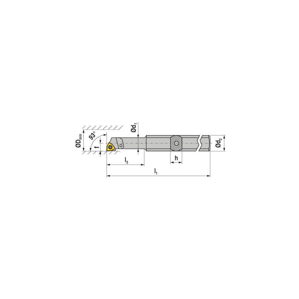 Indexable Boring Bar:  A0508H SWUCR 02,  5.80 mm Min Bore,  8.00 mm Shank Dia,  93.00&deg N/A Steel 100.0000″ OAL,  Screw Clamping,