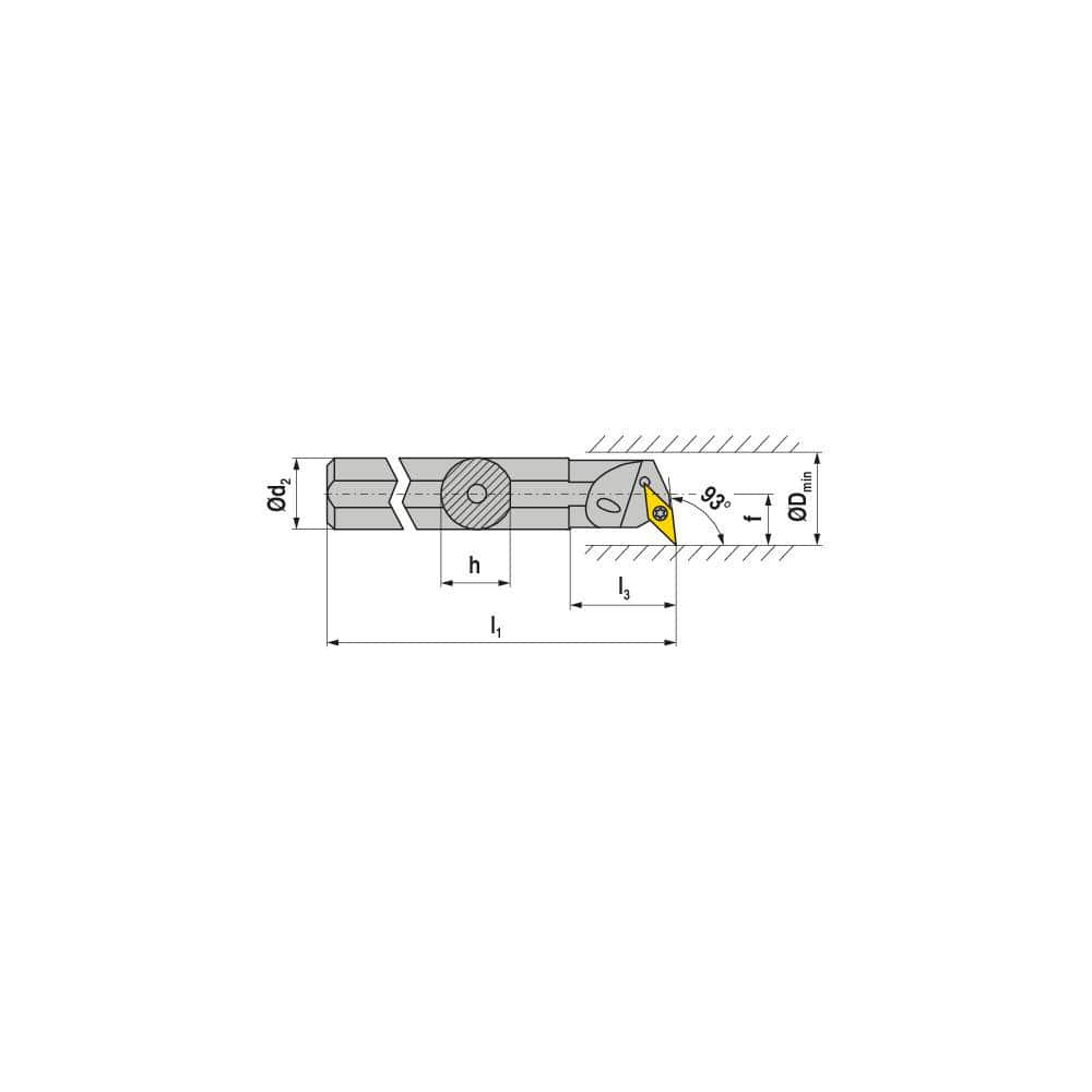 Indexable Boring Bar:  S12S SVUCL 2E,  93.00&deg N/A Steel 10.0000″ OAL,  Screw Clamping,