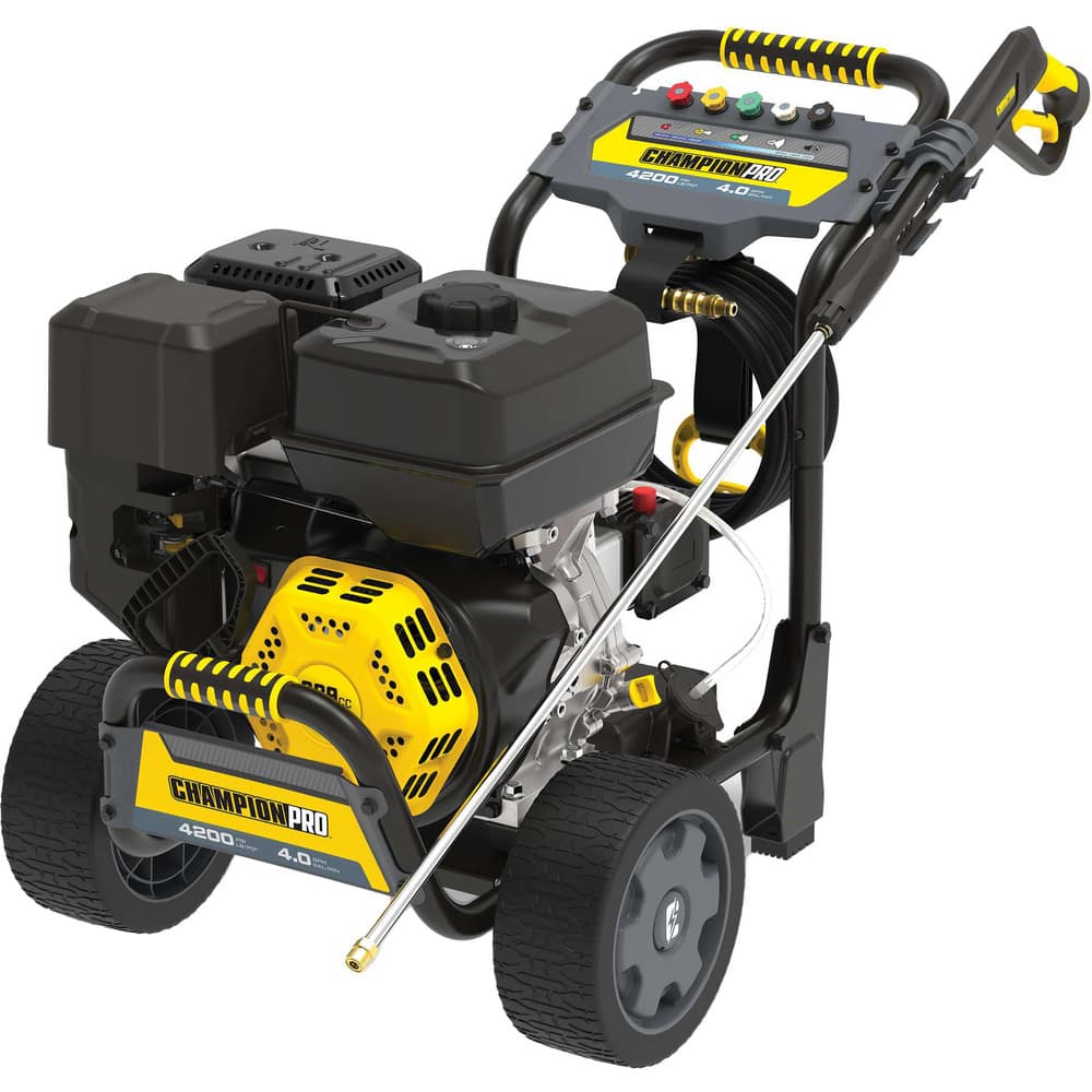 Pressure Washers; Water Type: Cold; Power Type: Gas; Duty Level: Heavy; Washer Style: Cart; Flow Rate: 4; Maximum Pressure: 4200 psi; Fuel Tank Capacity: 1.6 gal; Detergent Injection: Yes; Hose Diameter: .625 in; Includes: High Pressure Hose (50 ft.); Qui