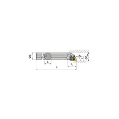 Indexable Boring Bar:  A40T DWLNL 08,  50.00 mm Min Bore,  40.00 mm Shank Dia,  95.00&deg N/A Steel 300.0000″ OAL,  Clamp,