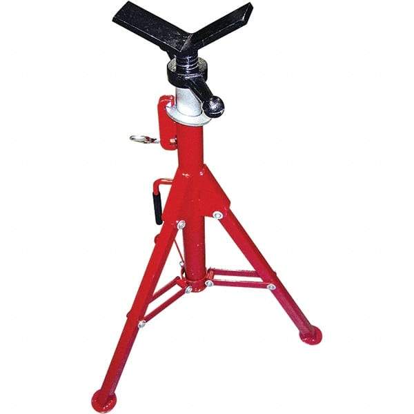 Rothenberger - 1/2" to 8" Pipe Capacity, Portable Folding Vee-Head Stand - 27" to 50" High, 2,500 Lb Capacity - Caliber Tooling