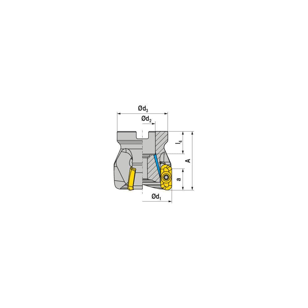 Indexable Square-Shoulder Face Mill:  AHPC.50.R.03-19,  22.0000″ Arbor Hole Dia, Uses  3,  XDHX 1904.. Inserts,  Through Coolant,  Series  AHPC-19