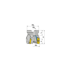 Indexable Square-Shoulder Face Mill:  AHSC.80.R.04-19,  27.0000″ Arbor Hole Dia, Uses  4,  XD..1904.. Inserts,  Through Coolant,  Series  AHSC-19