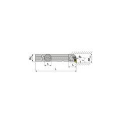 Indexable Boring Bar:  A25R DDUNL 11,  32.00 mm Min Bore,  25.00 mm Shank Dia,  93.00&deg N/A Steel 200.0000″ OAL,  Clamp,