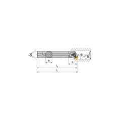 Indexable Boring Bar:  A32S DSKNL 12,  40.00 mm Min Bore,  32.00 mm Shank Dia,  75.00&deg N/A Steel 254.2000″ OAL,  Clamp,