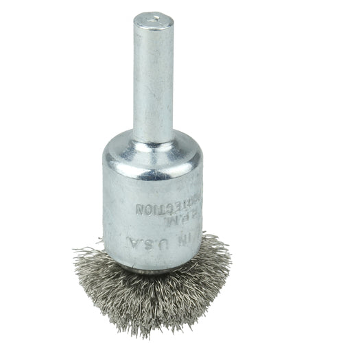 1″ Circular Flared Crimped Wire End Brush, .006″ Stainless Steel Fill - Caliber Tooling