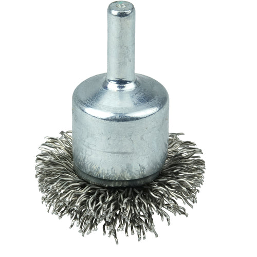 1-1/2″ Circular Flared Crimped Wire End Brush, .020″ Stainless Steel Fill - Caliber Tooling