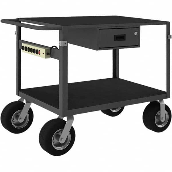 Instrument Utility Cart: Gray Gray, Semi-Pneumatic Casters, 2 Shelves