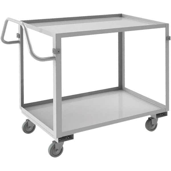 Mobile Utility Cart: Silver Stainless, Polyurethane Casters, 2 Shelves