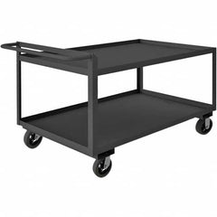 Mobile Utility Cart: Gray Gray, Mold-On Rubber Casters, 2 Shelves