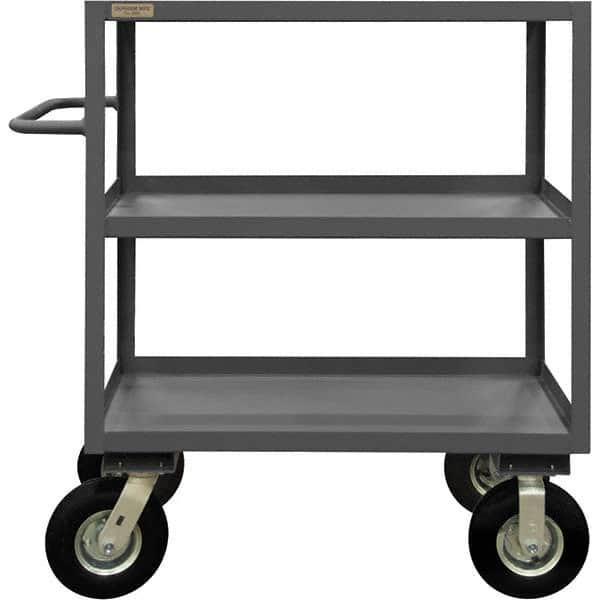 Instrument Utility Cart: Gray Gray, Pneumatic Casters, 3 Shelves