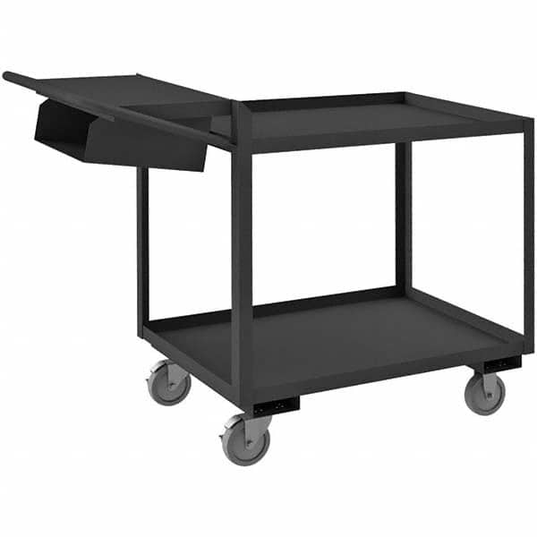 Order Picking Utility Cart: Gray Gray, Polyurethane Casters, 2 Shelves